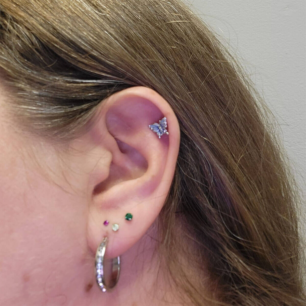 Blue Butterfly Cartilage Helix Stud