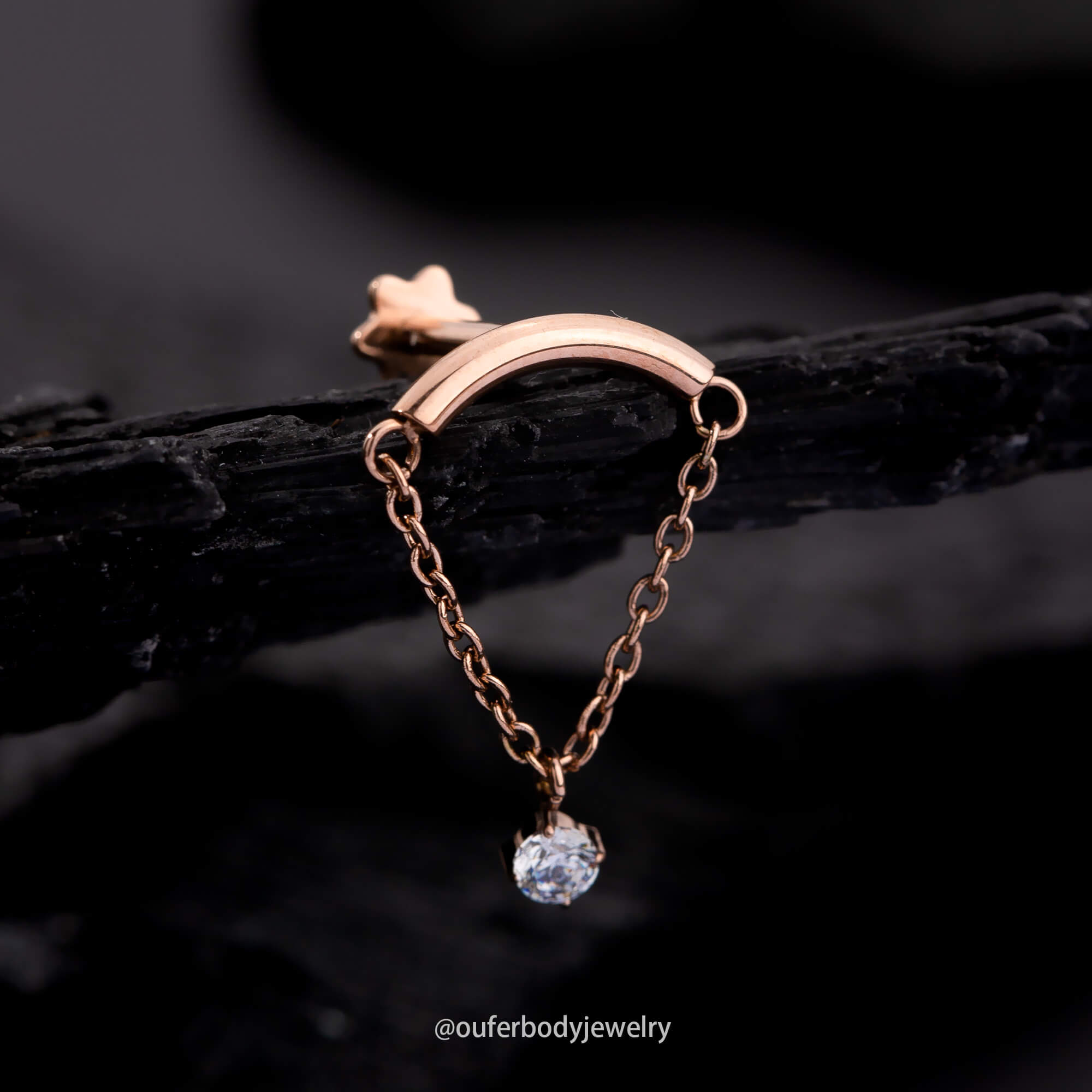 rose gold chain dangle helix stud