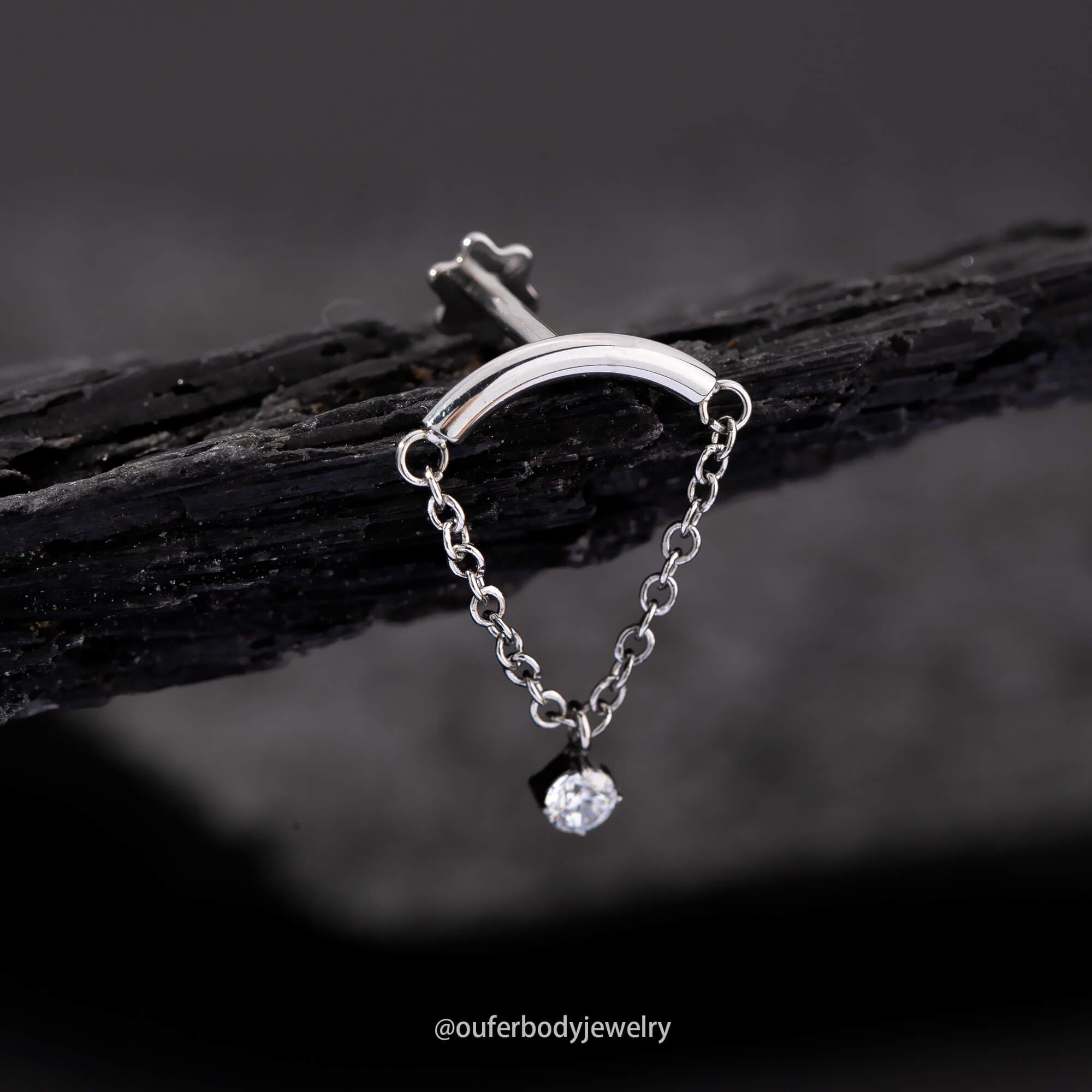 silver chain dangle helix stud