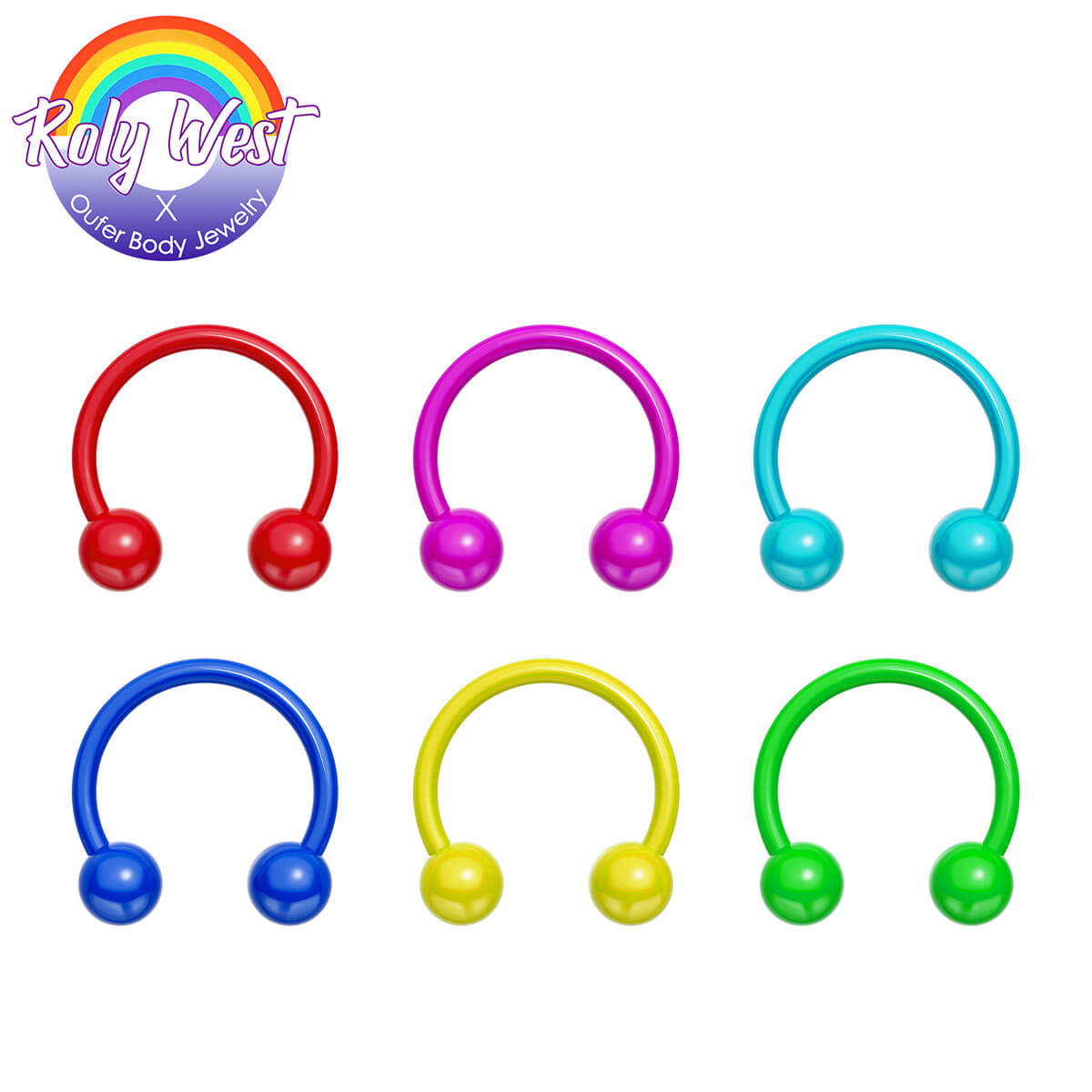 oufer rainbow septum ring horseshoe