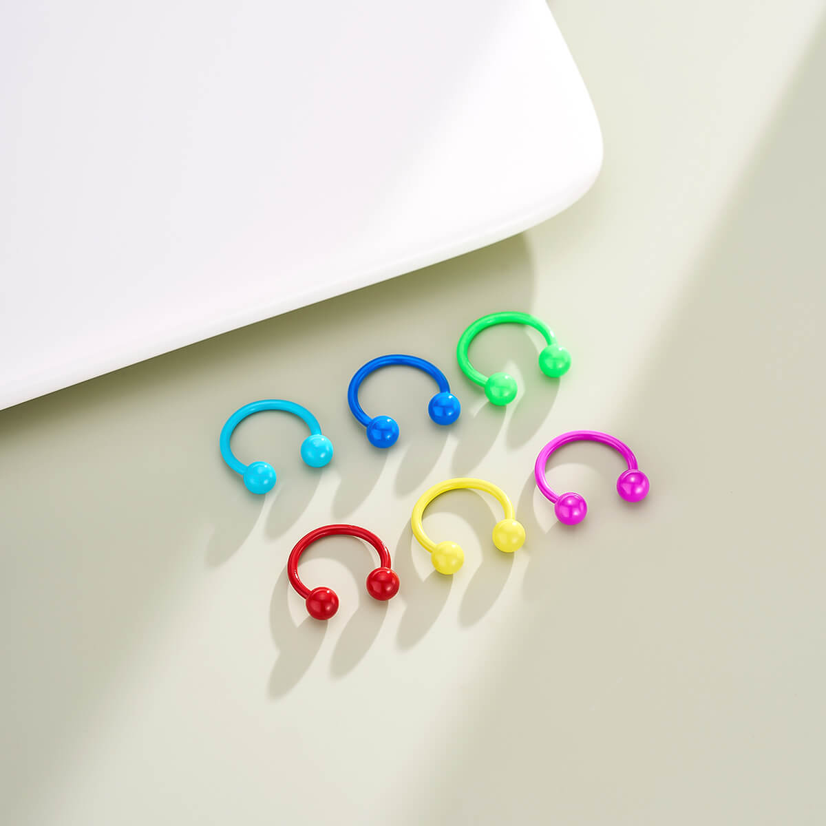 6Pcs rainbow septum ring horseshoe