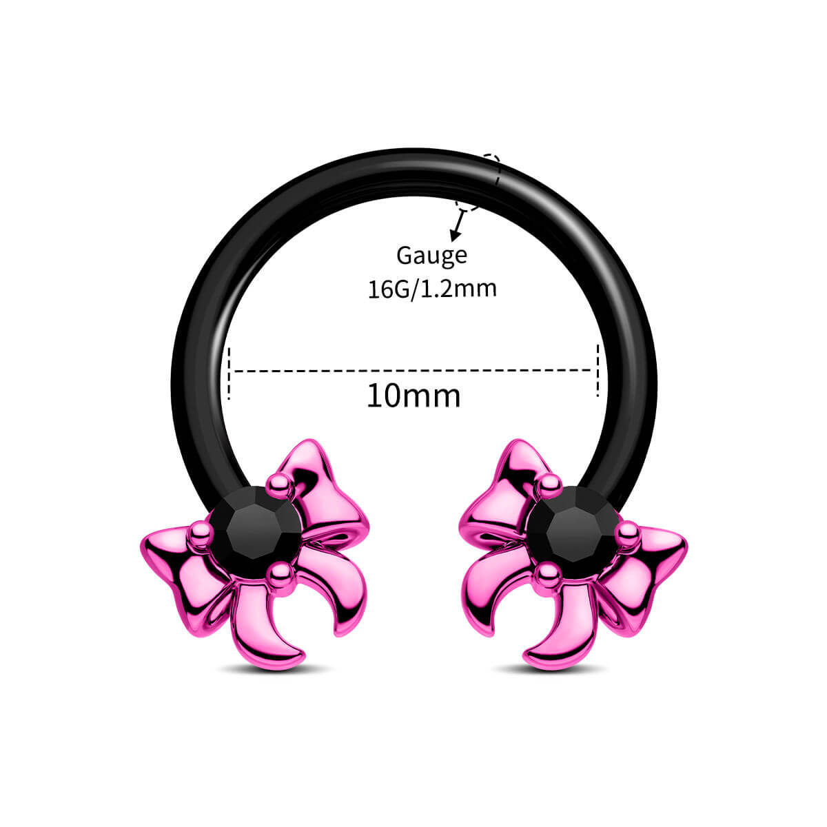 16g pink and black septum ring