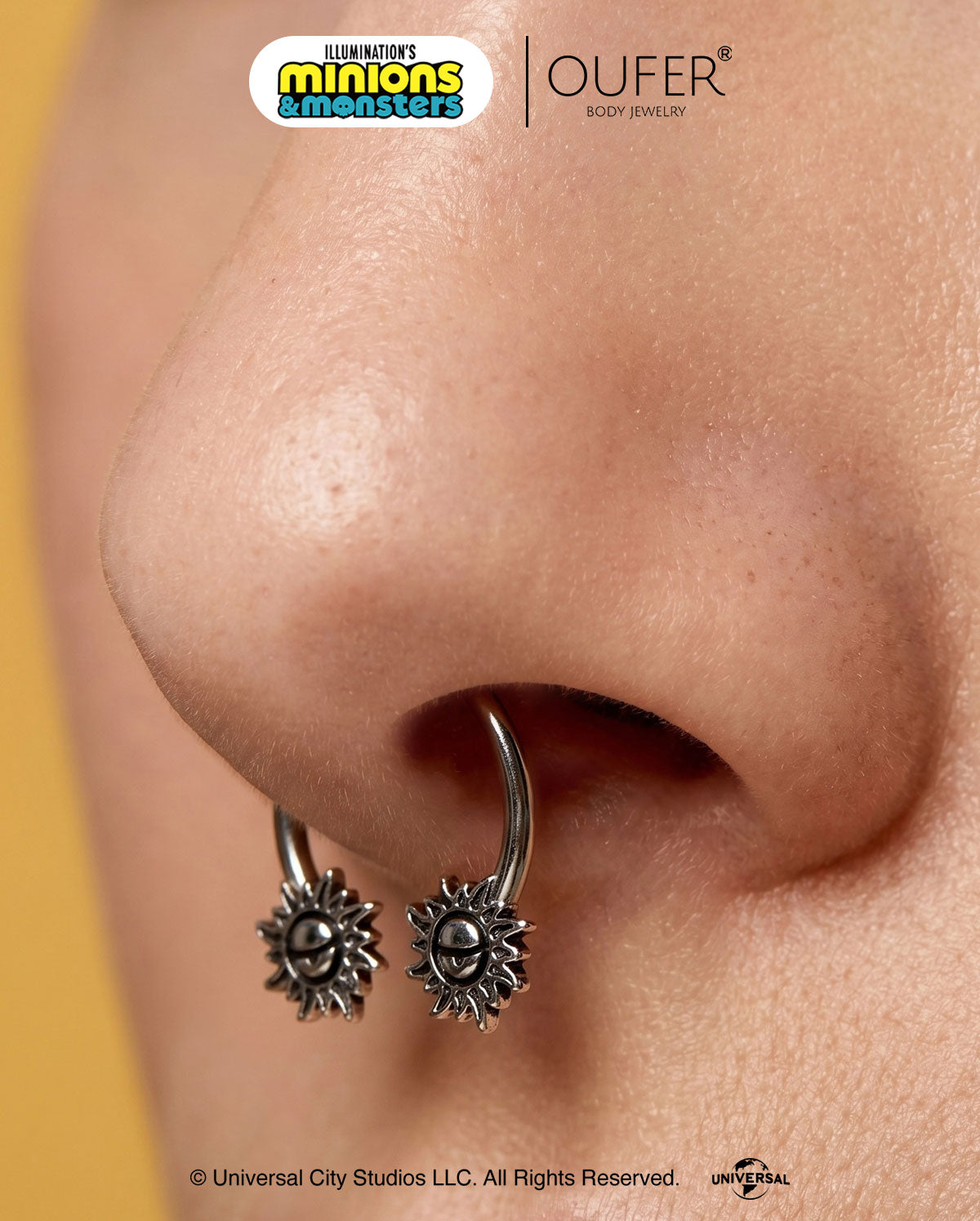MINIONS × OUFER Sun Symbol Horseshoe Septum Ring