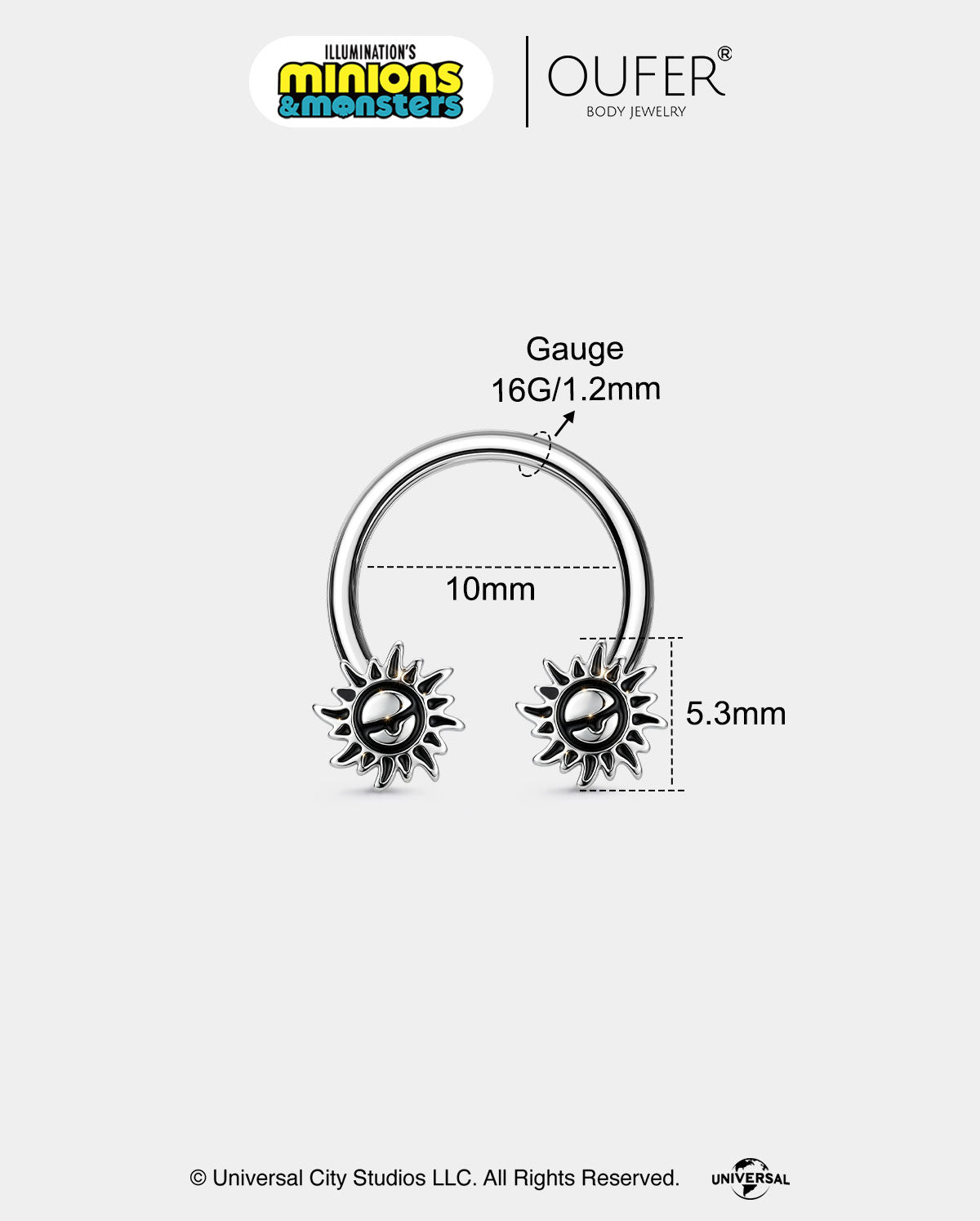 MINIONS × OUFER Sun Symbol Horseshoe Septum Ring