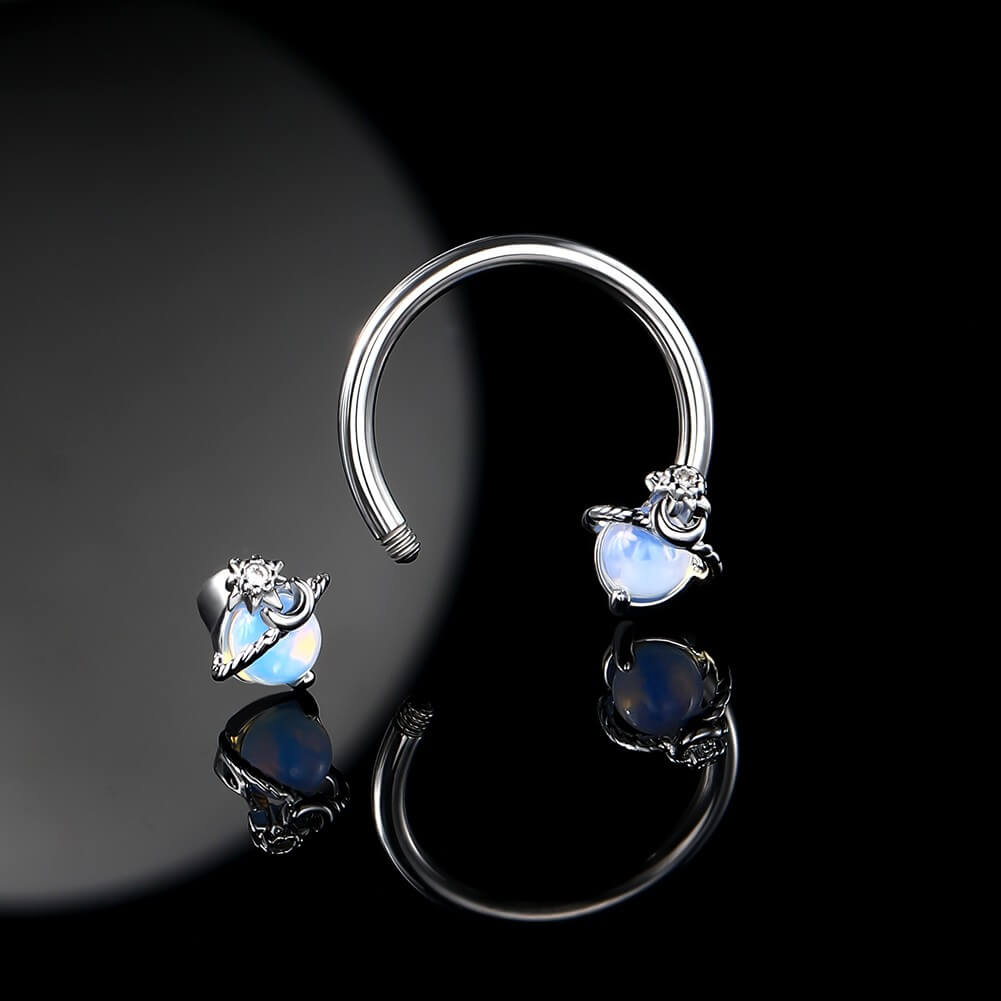 Opal Planet Horseshoe Septum Ring