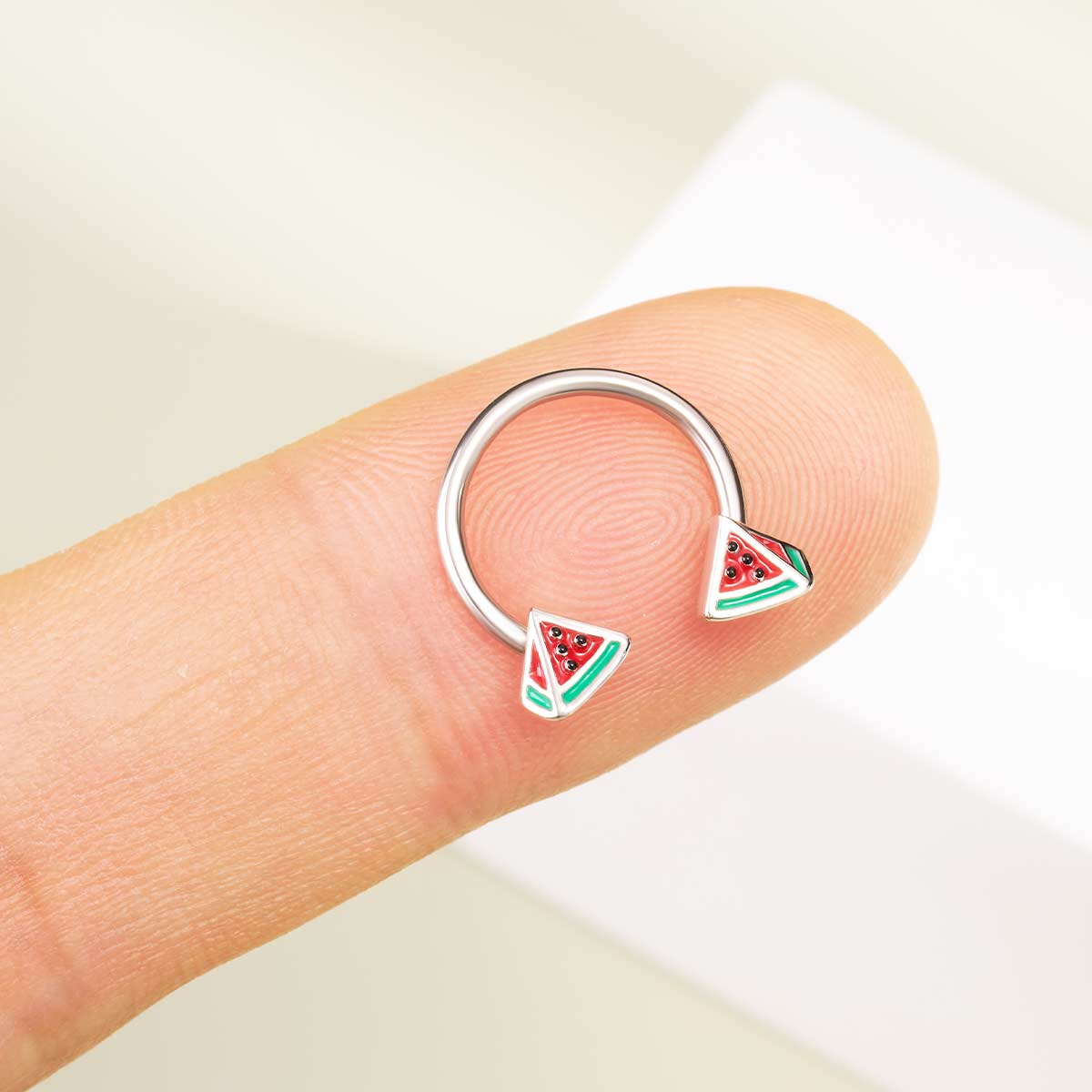 16G Watermelon Slice Horseshoe Septum Ring