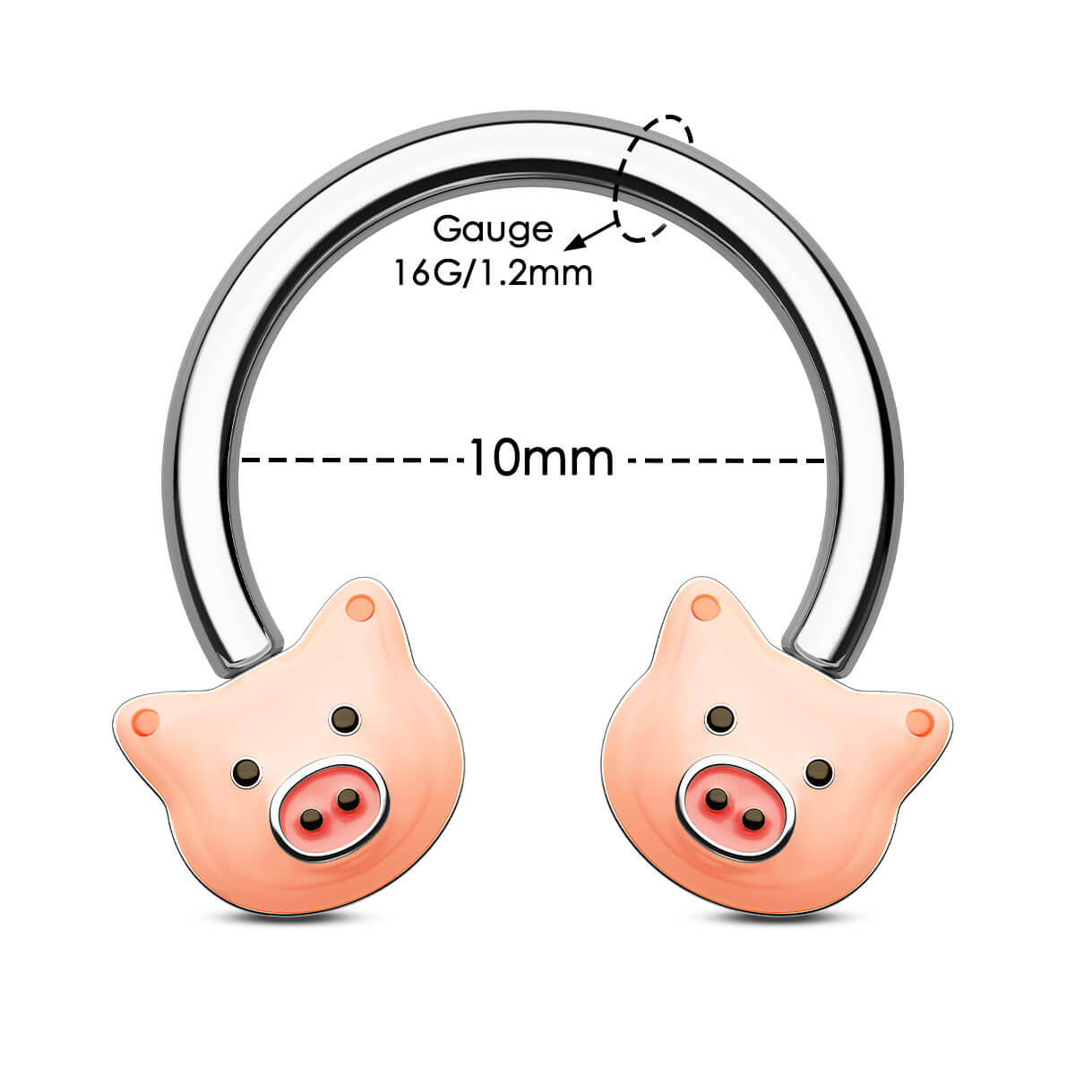 10mm pink pig septum ring 