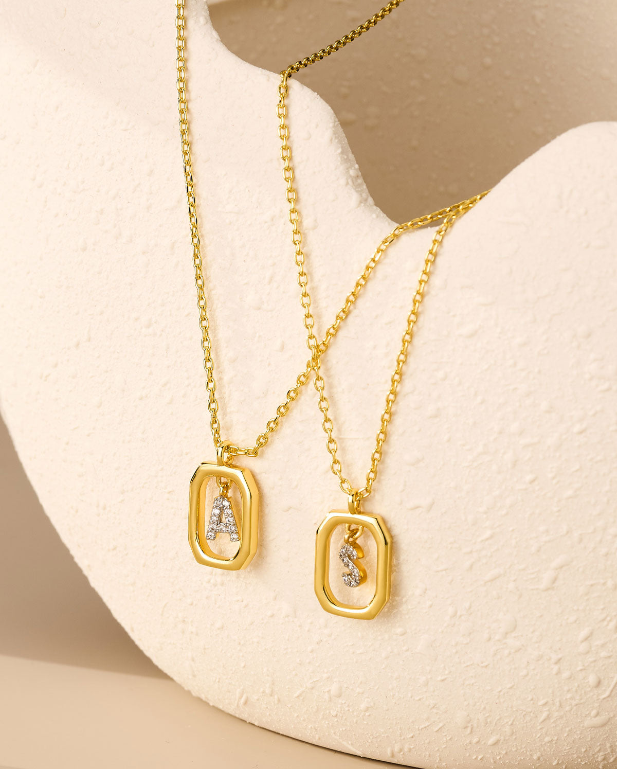 CZ Initial Letter Pendant Necklace