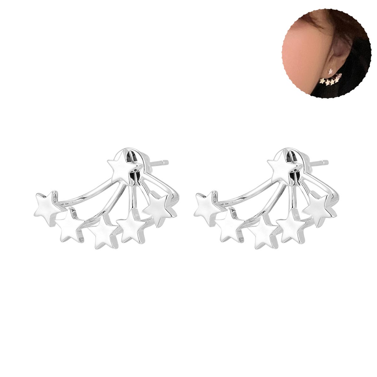 2PCS Full Of Stars Earring Studs Elegant Earrrings For Women