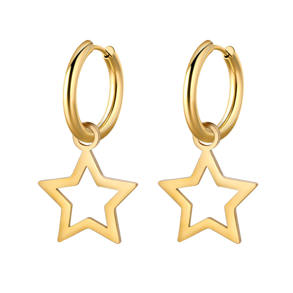 gold star hoop earring