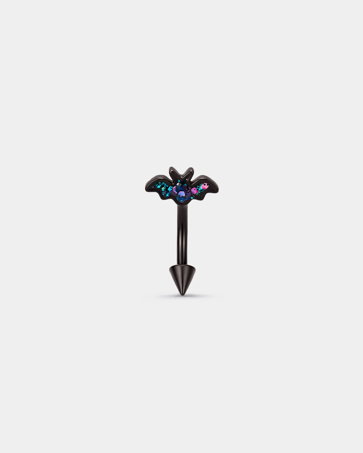 oufer Glitter Bat Internally Threaded Curved Eyebrow Ring