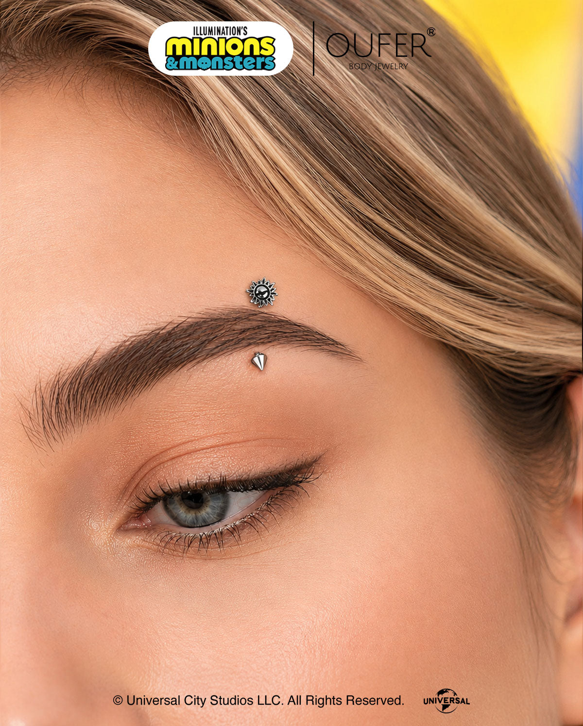 MINIONS × OUFER Sun Symbol Eyebrow Stud