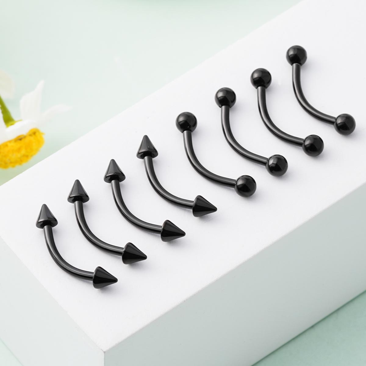 8PCS Balls Spikes Eyebrow Ring Rook Set
