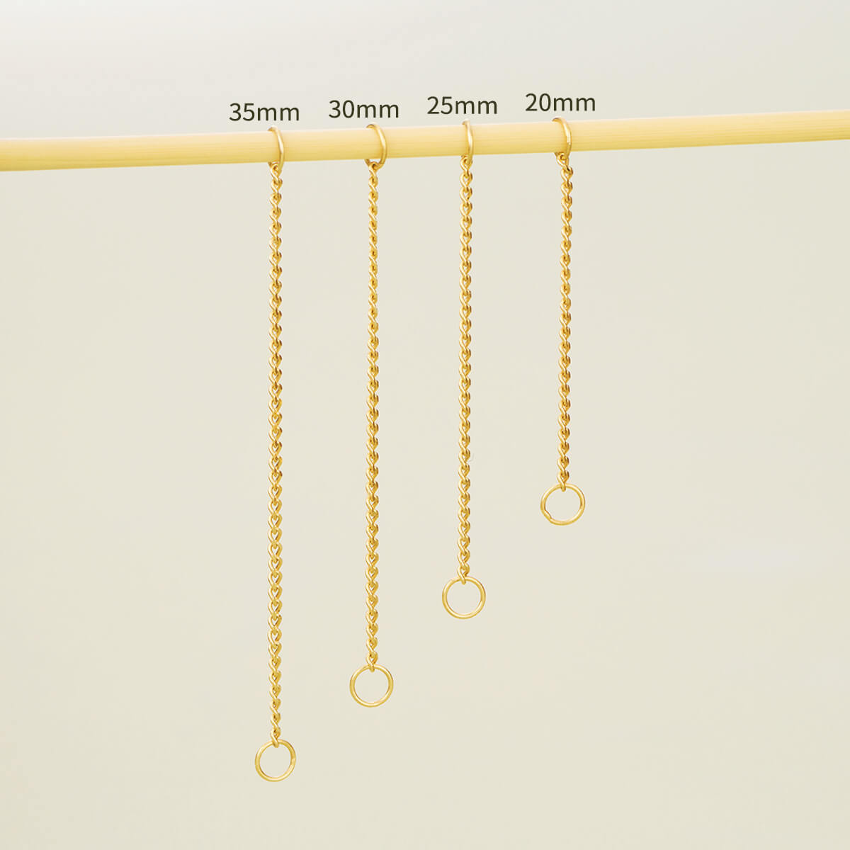 14K Solid Gold Single Chain Cartilage Earring