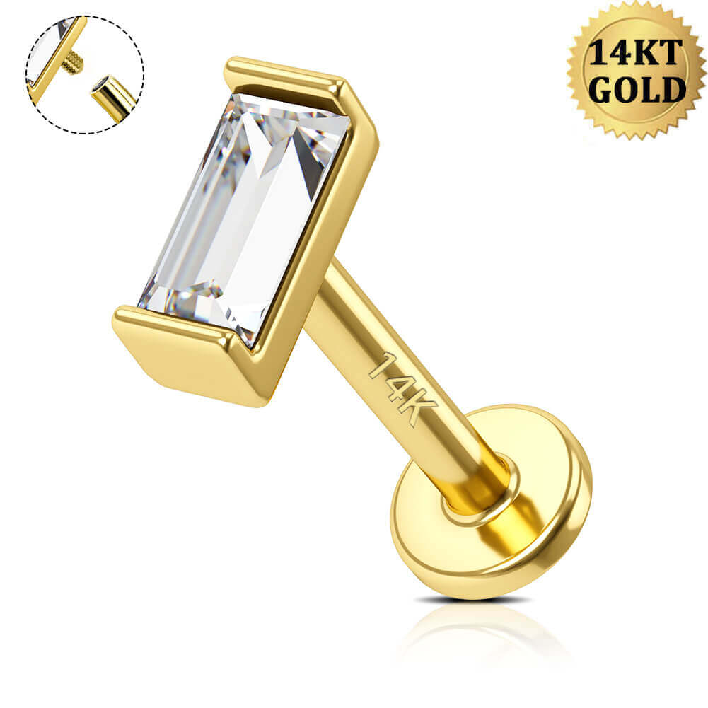 OUFER Titan Labret Piercing 16G - Aqua CZ Steinchen, Super Für Lippe & Ohr