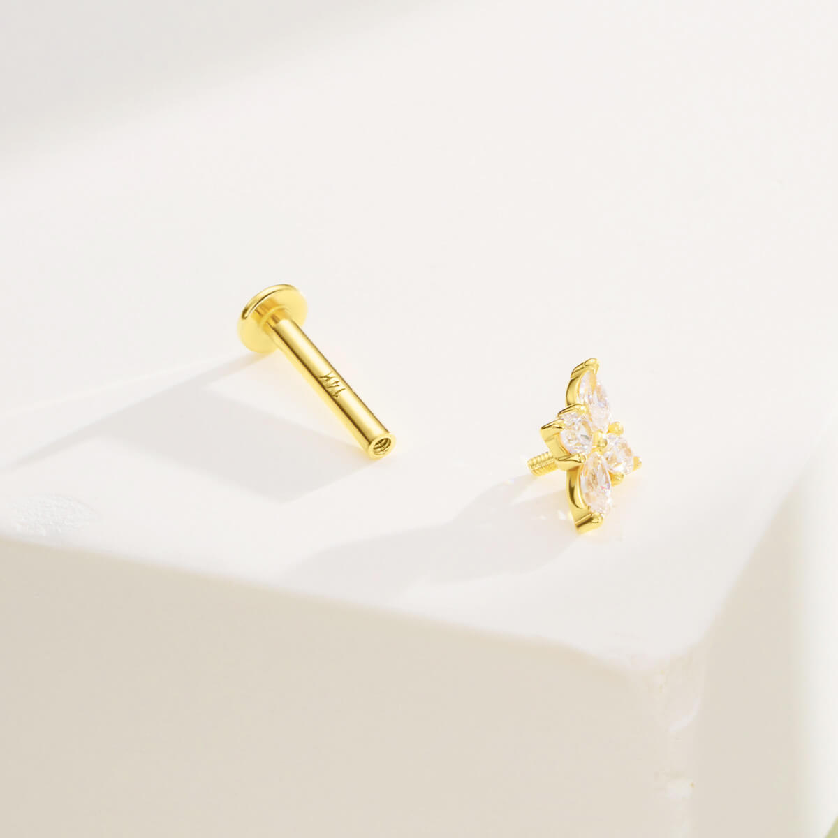 internally threaded 14k gold cartilage earrings