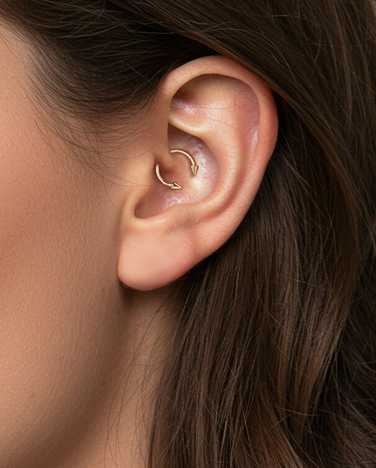 14K Solid Gold Spike Horseshoe Septum Ring