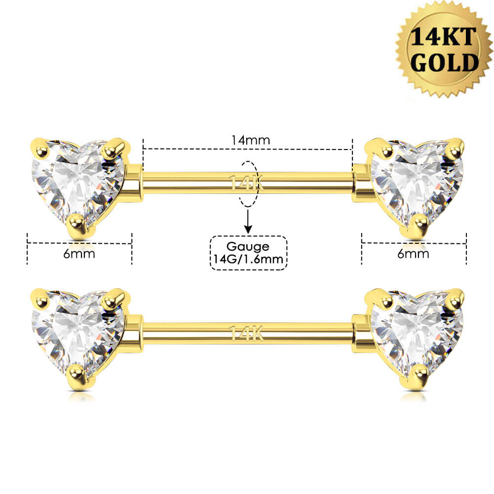 14g heart nipple rings