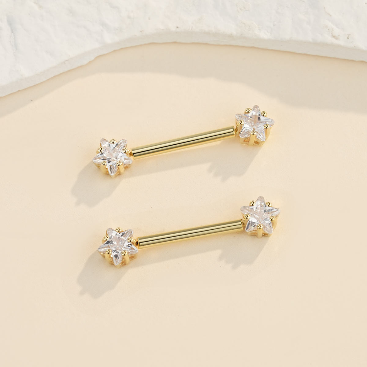 oufer star nipple rings