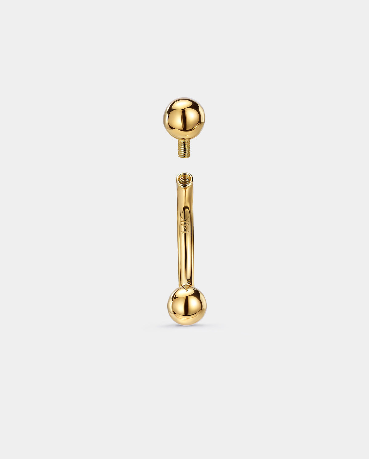 internally threaded 14k gold belly ring