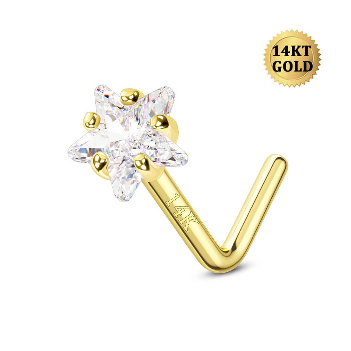 14k gold star nose ring