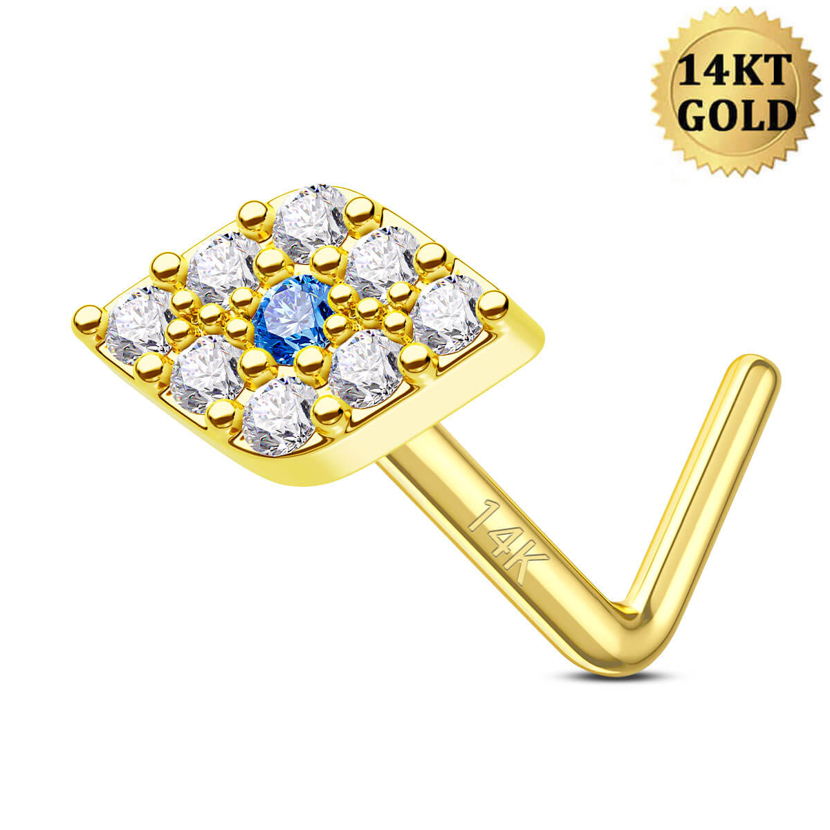 14k gold evil eye nose ring