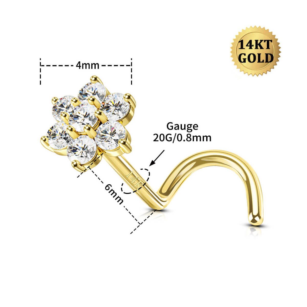 20g screw nose stud
