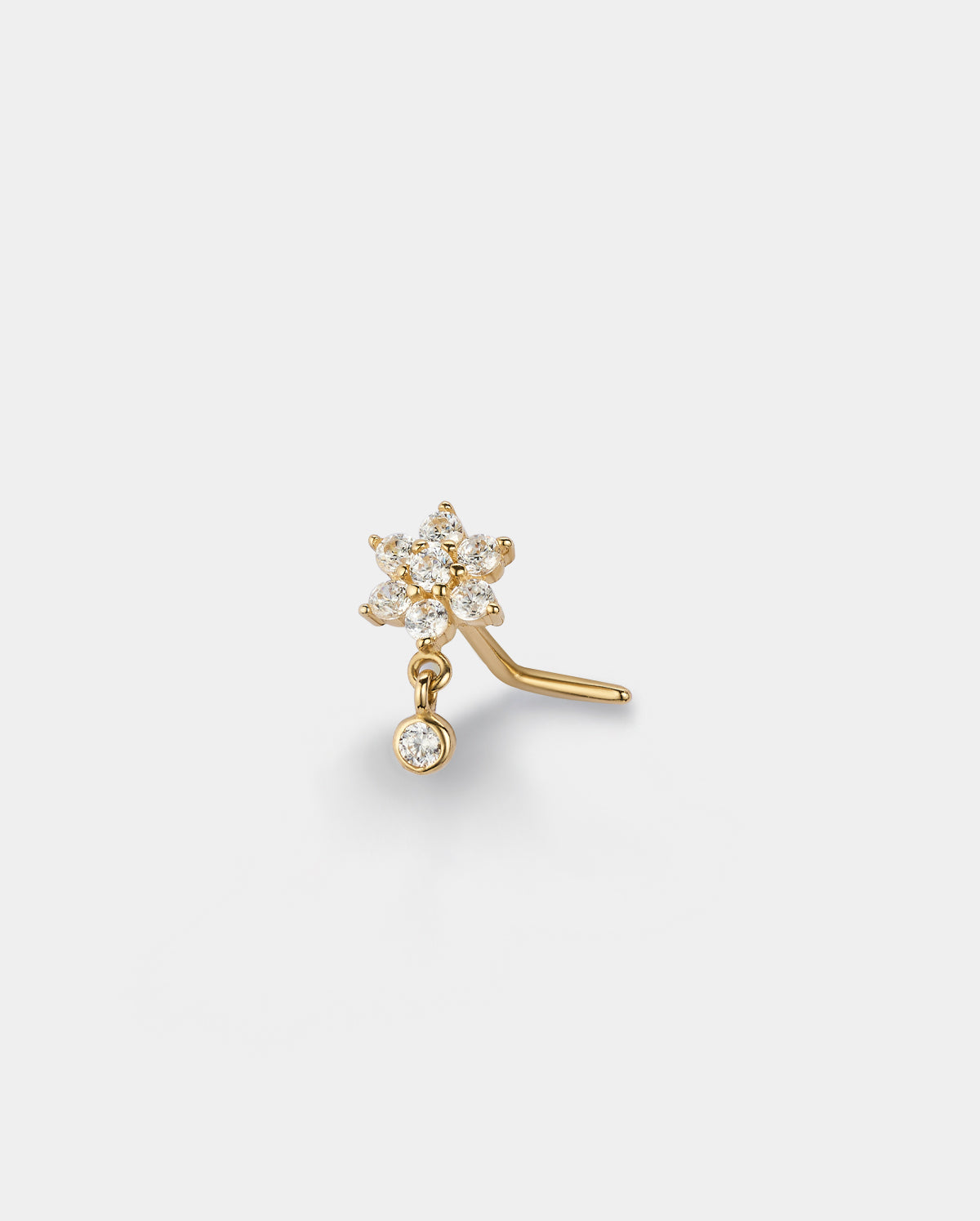 14k solid gold oufer flower nose stud
