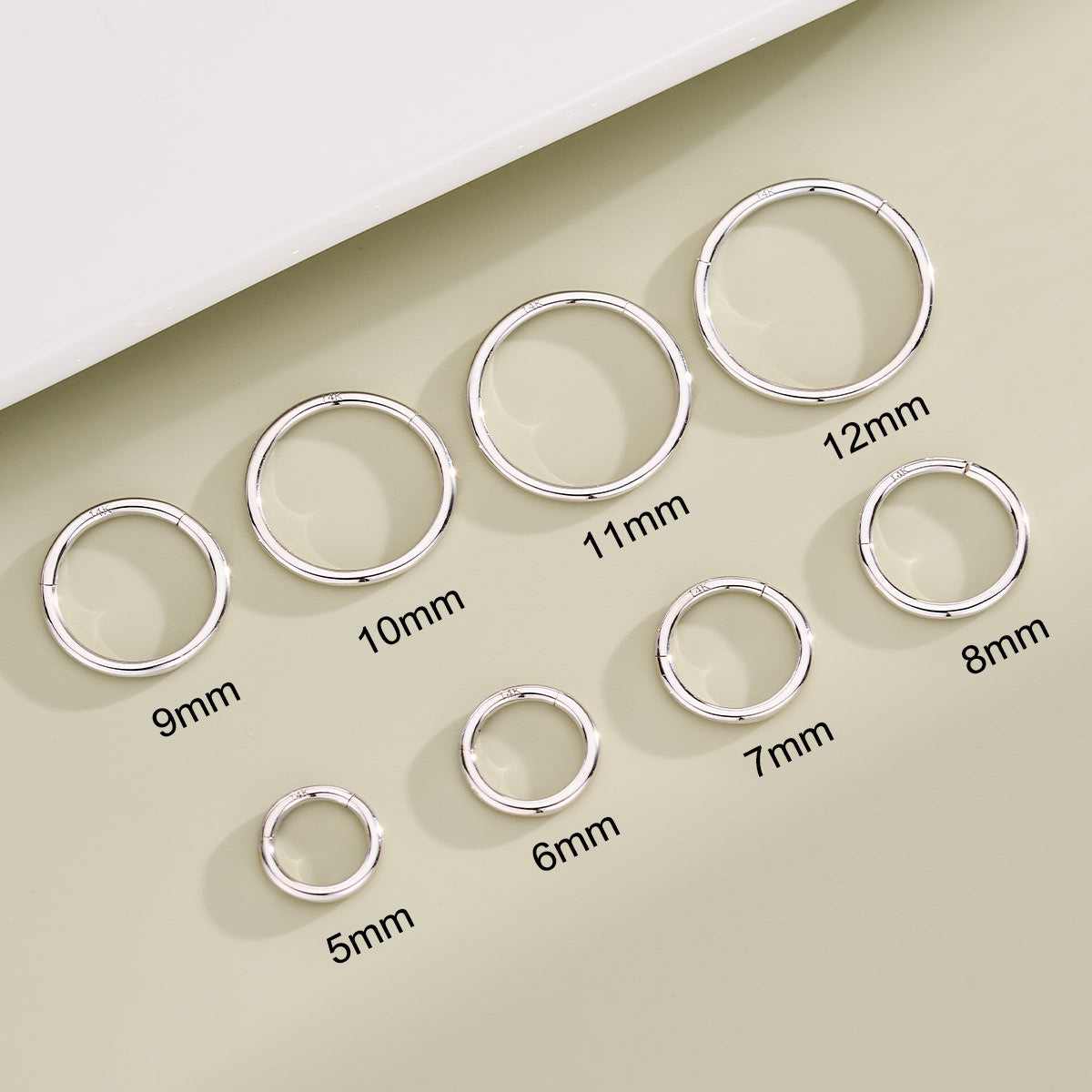 18G 14K White Gold Classic Segment Nose Hoop