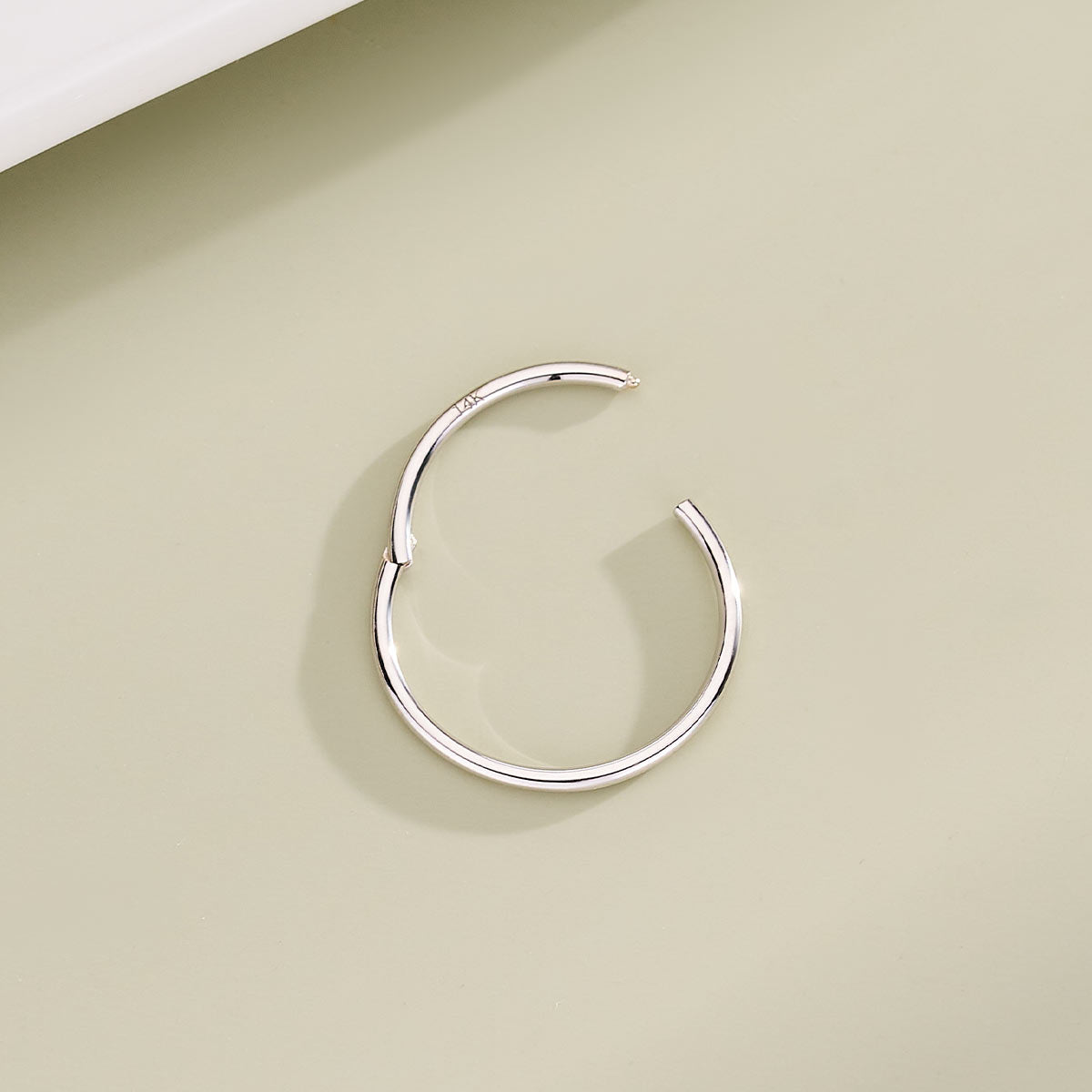 20G 14K White Gold Minimalist Segment Nose Hoop