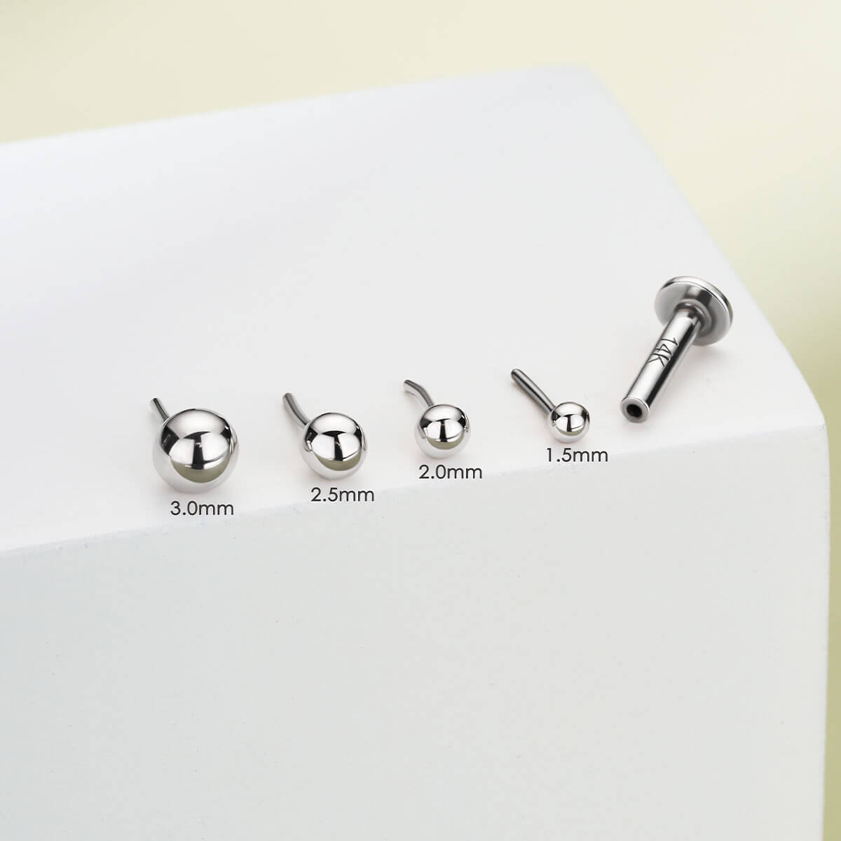 14K White Gold Round Head Threadless Nose Stud