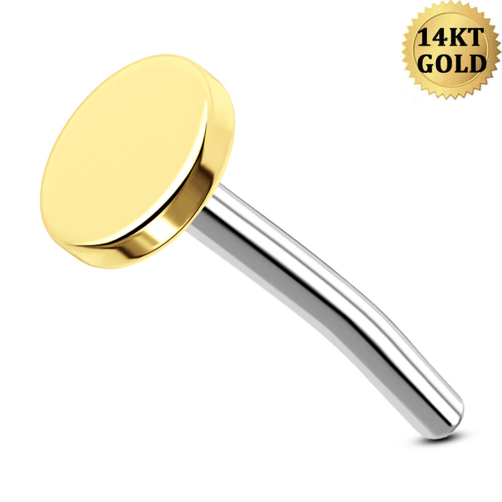 14K Solid Gold Disc Threadless Push Pin Helix Cartilage Piercing