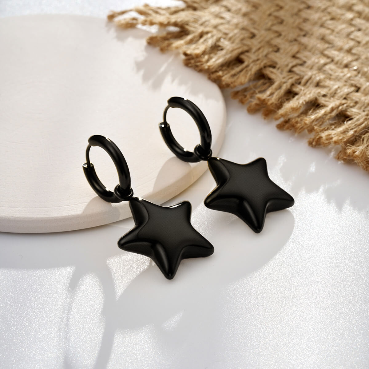 Bubble Star Water Safe Stainless Steel Hoop Earrings