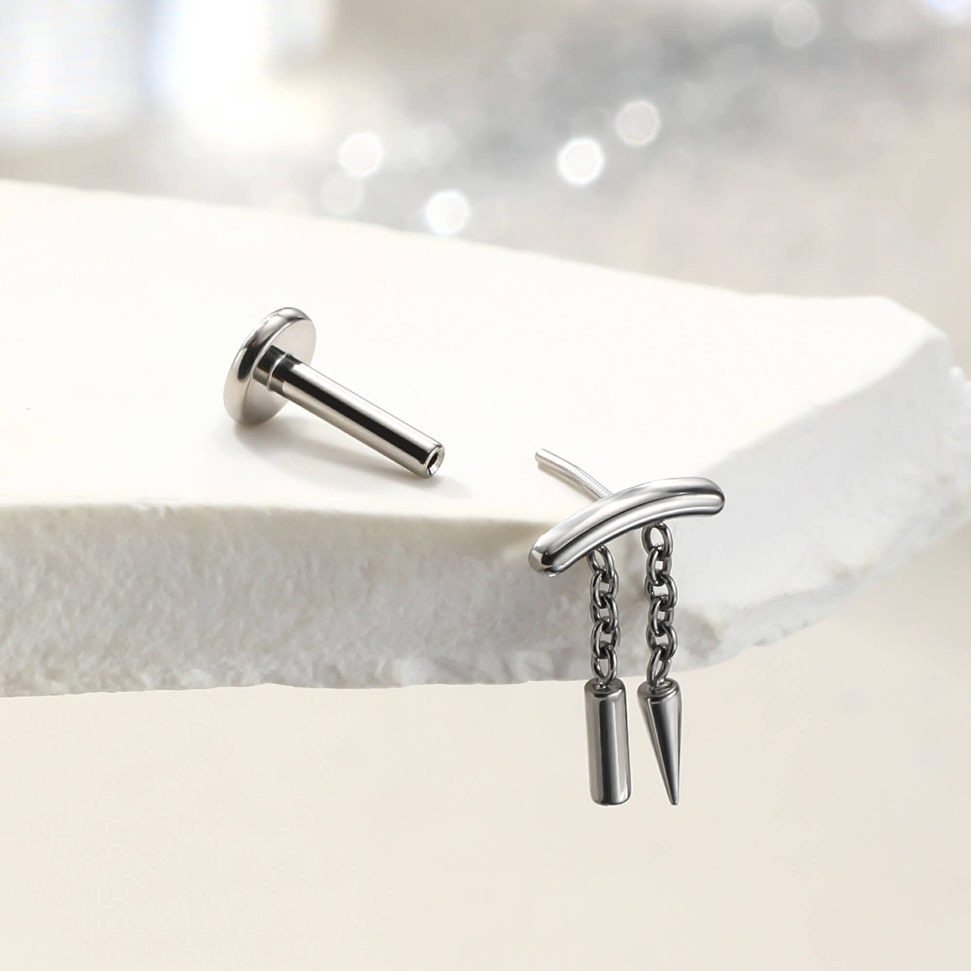 internally threaded dangle cartilage stud