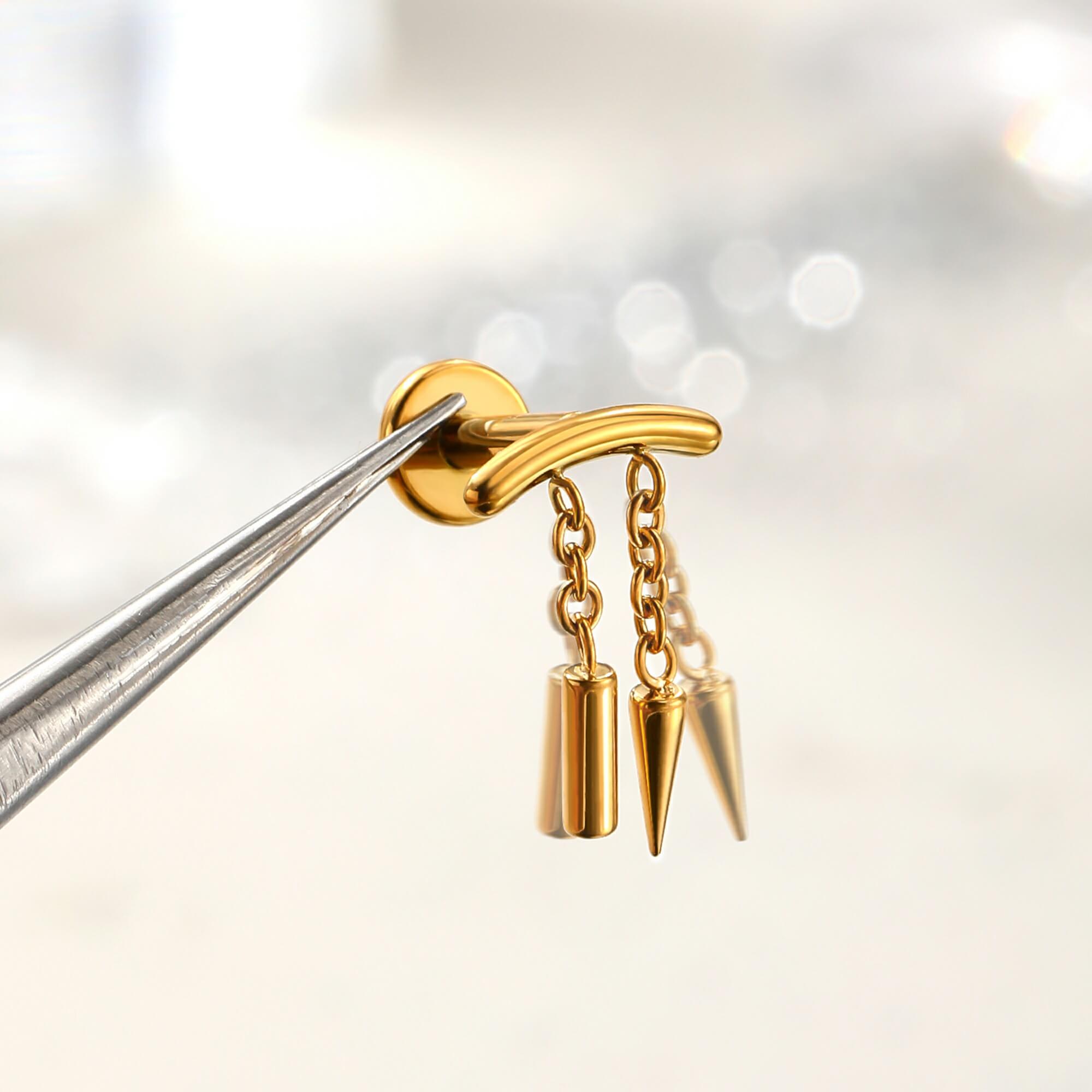 gold flat back cartilage stud