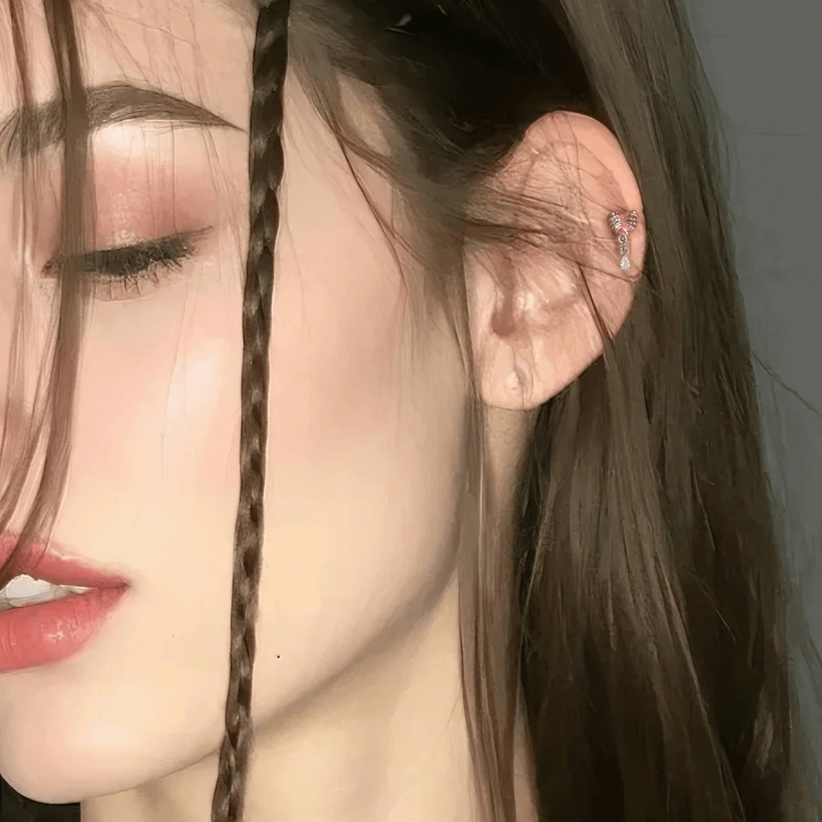 Heart CZ Internally Threaded Helix Stud