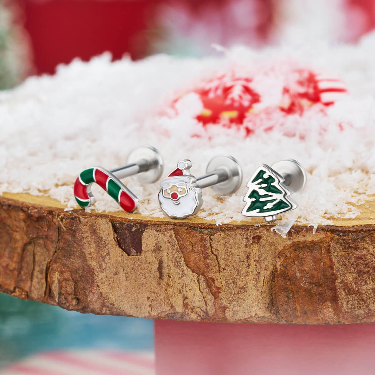 3PCS Candy Tree Internally Threaded Cartilage Studs