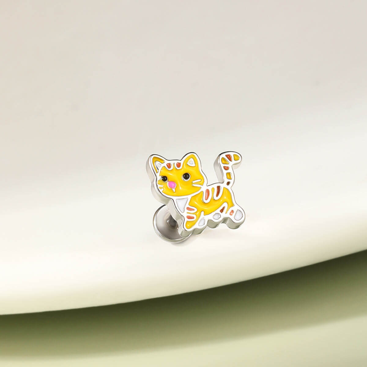 flat back cat cartilage earring stud
