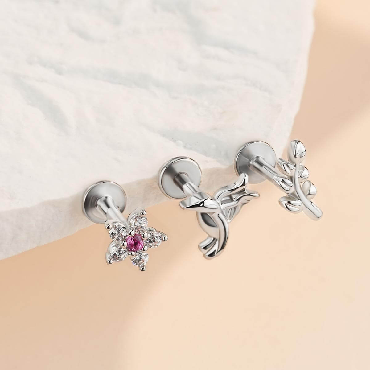 flower bird cartilage stud set
