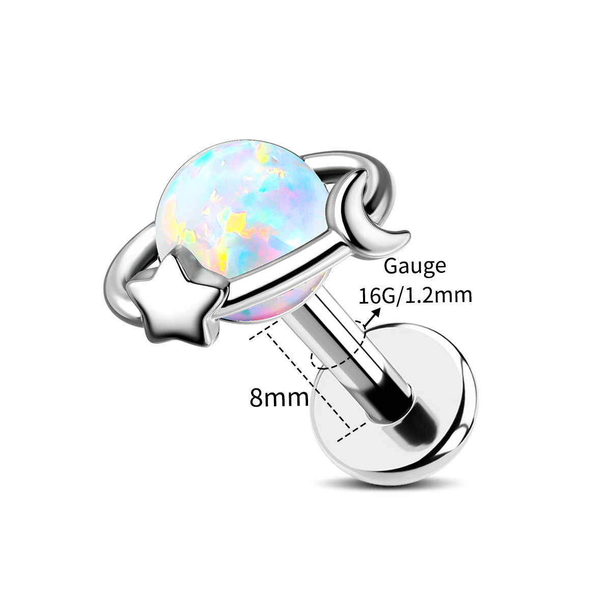 16g opal helix stud