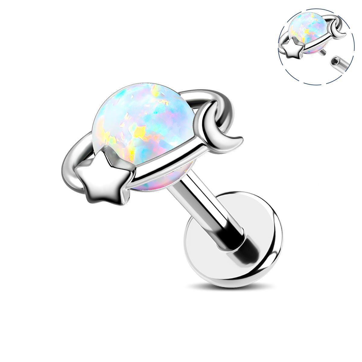internally threaded opal helix stud