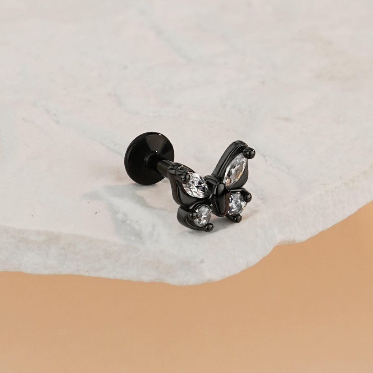 CZ butterfly cartilage earring stud