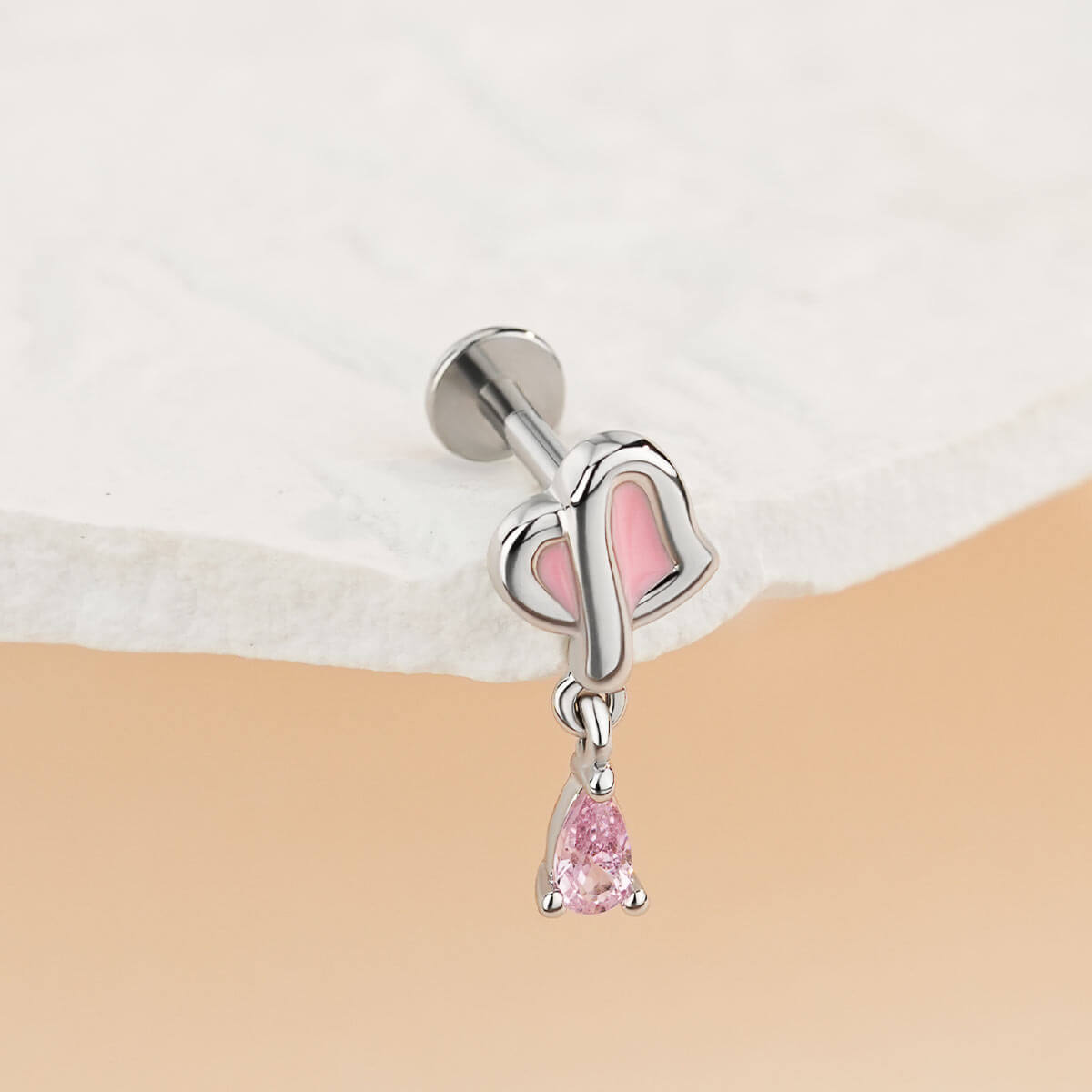 flat back heart cartilage earring