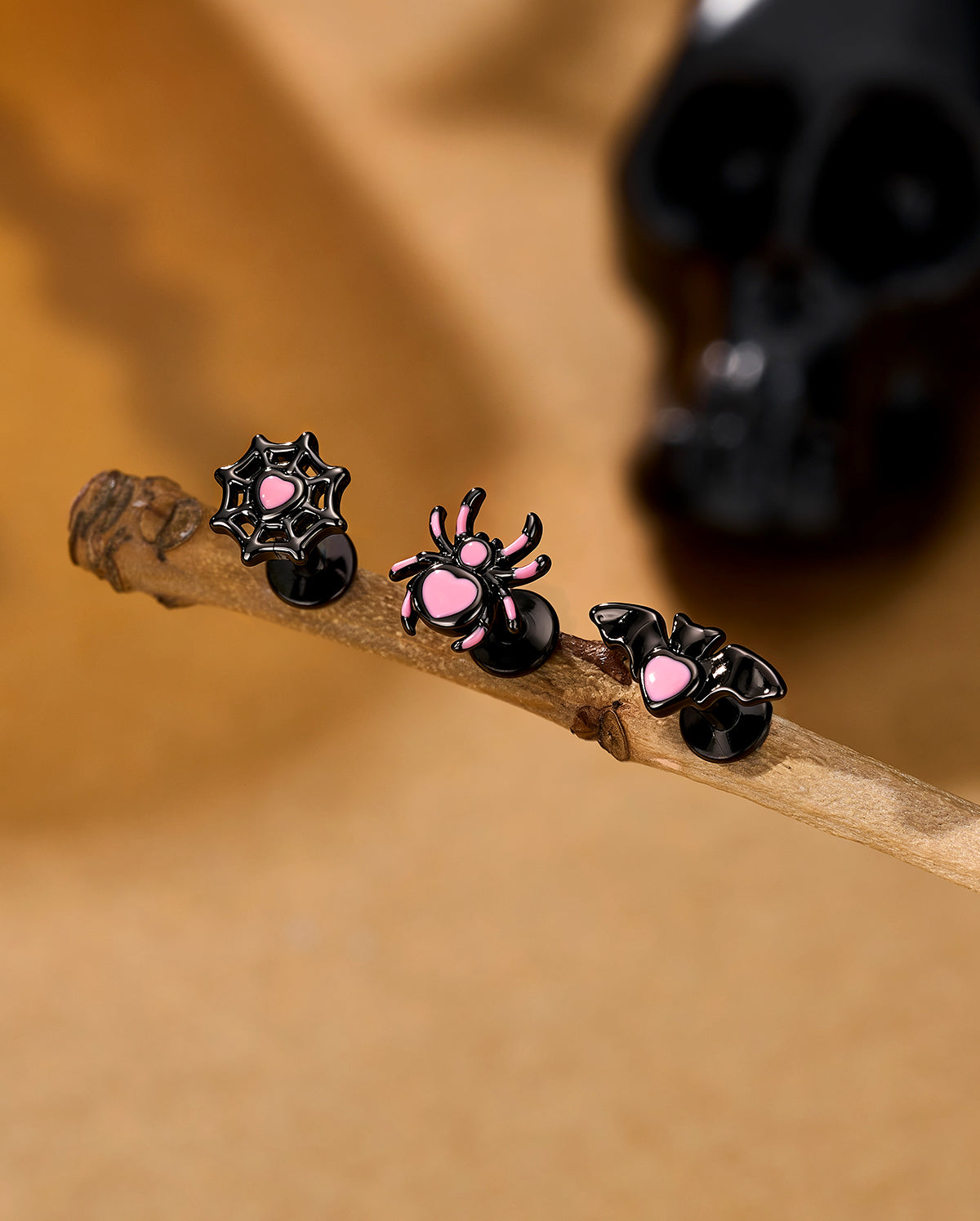 16G Coffin Black Lip Ring 8mm Lip Stud