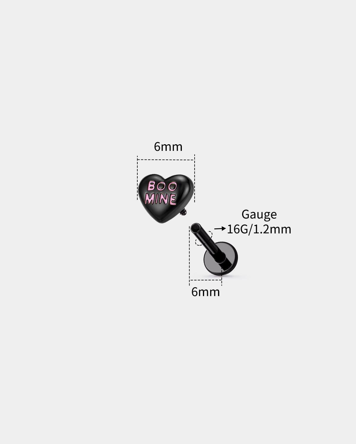 3PCS Pink Ghost Heart Helix Stud Set