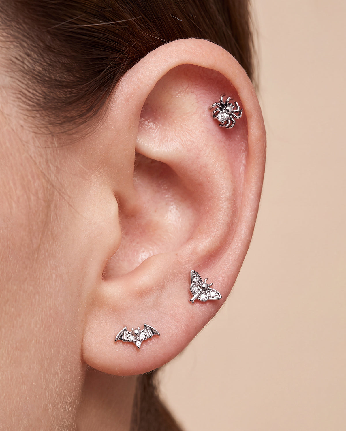 3PCS CZ Spider Bat Moth Cartilage Piercing