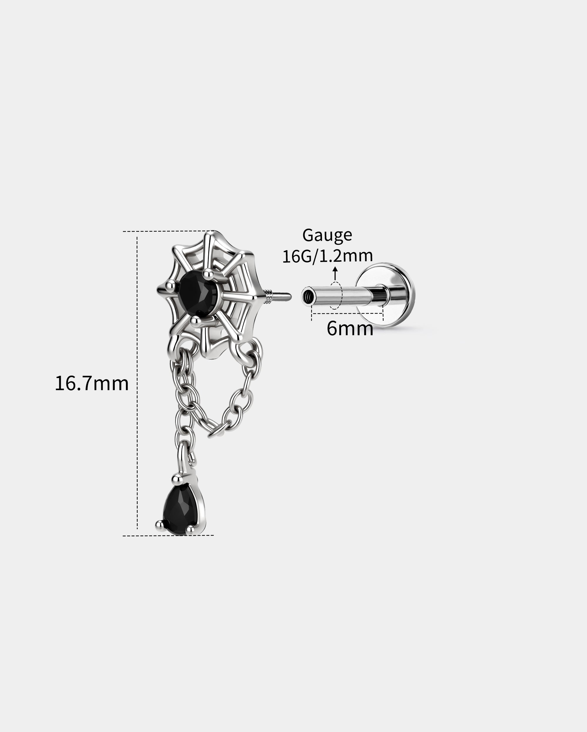 16g internally threaded cartilage stud