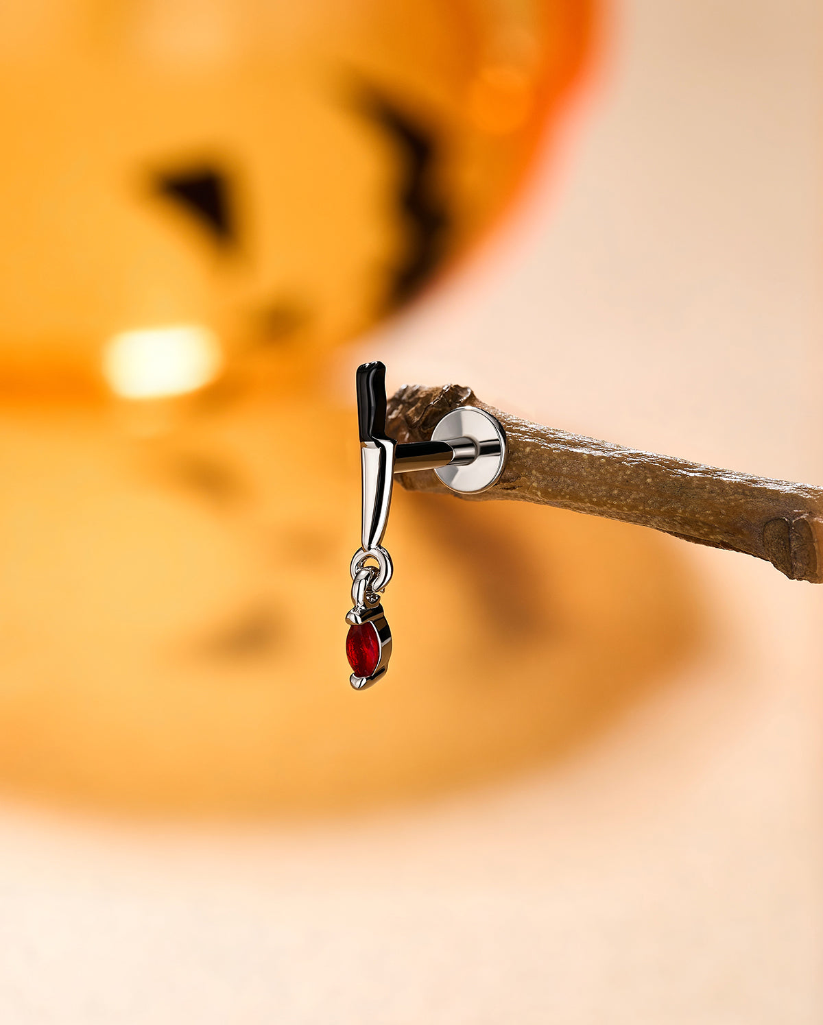 Dagger CZ Dangle Internally Threaded Helix Stud