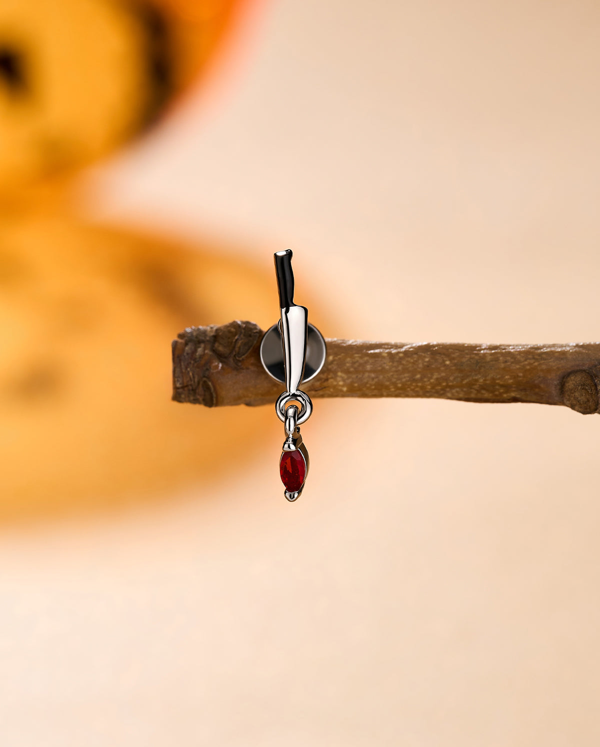 Dagger CZ Dangle Internally Threaded Helix Stud