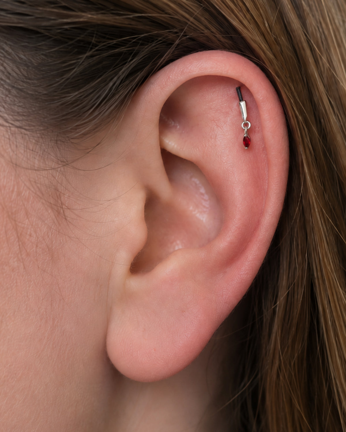 Dagger CZ Dangle Internally Threaded Helix Stud